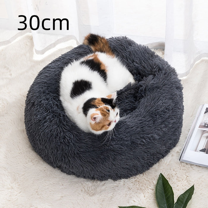 Trivhem Rund kattbädd i mjukt tyg – från 30 till 100 cm i diameter