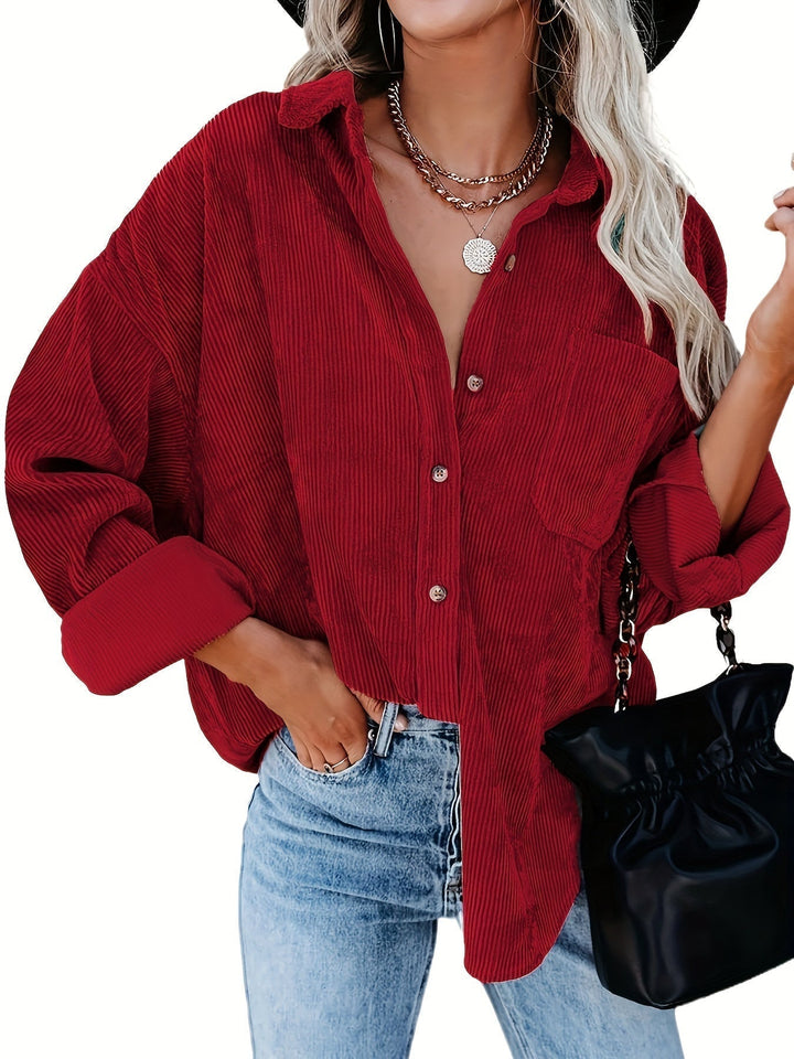 Dam Oversized Skjorta Corduroy Mjuk Bomull