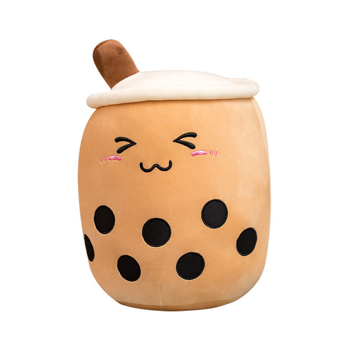 Trivhem Bubble tea-mugg i plysch med broderat ansikte