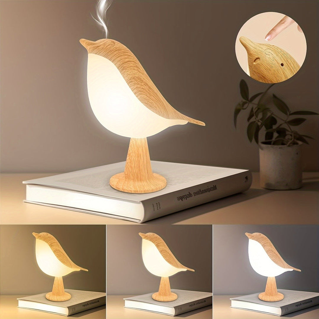 LED Fågel Lampa med Aromadiffusor – USB Laddningsbar Nattlampa och Lästlampa med 3 Färgtemperaturer