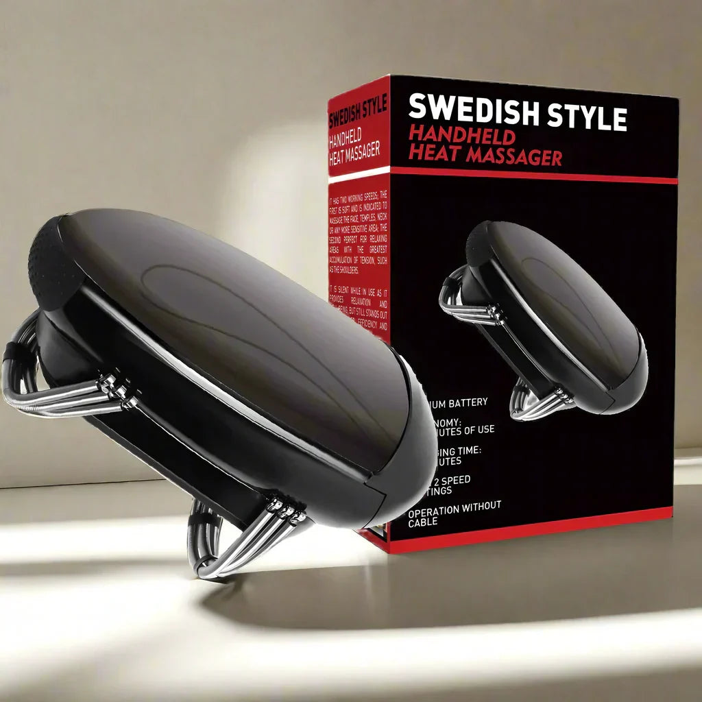 Royaleva Professionell Sladdlös Handhållen Vibration Massageapparat med Värme – USB-uppladdningsbar för Nacke, Rygg, Huvud och Ansikte