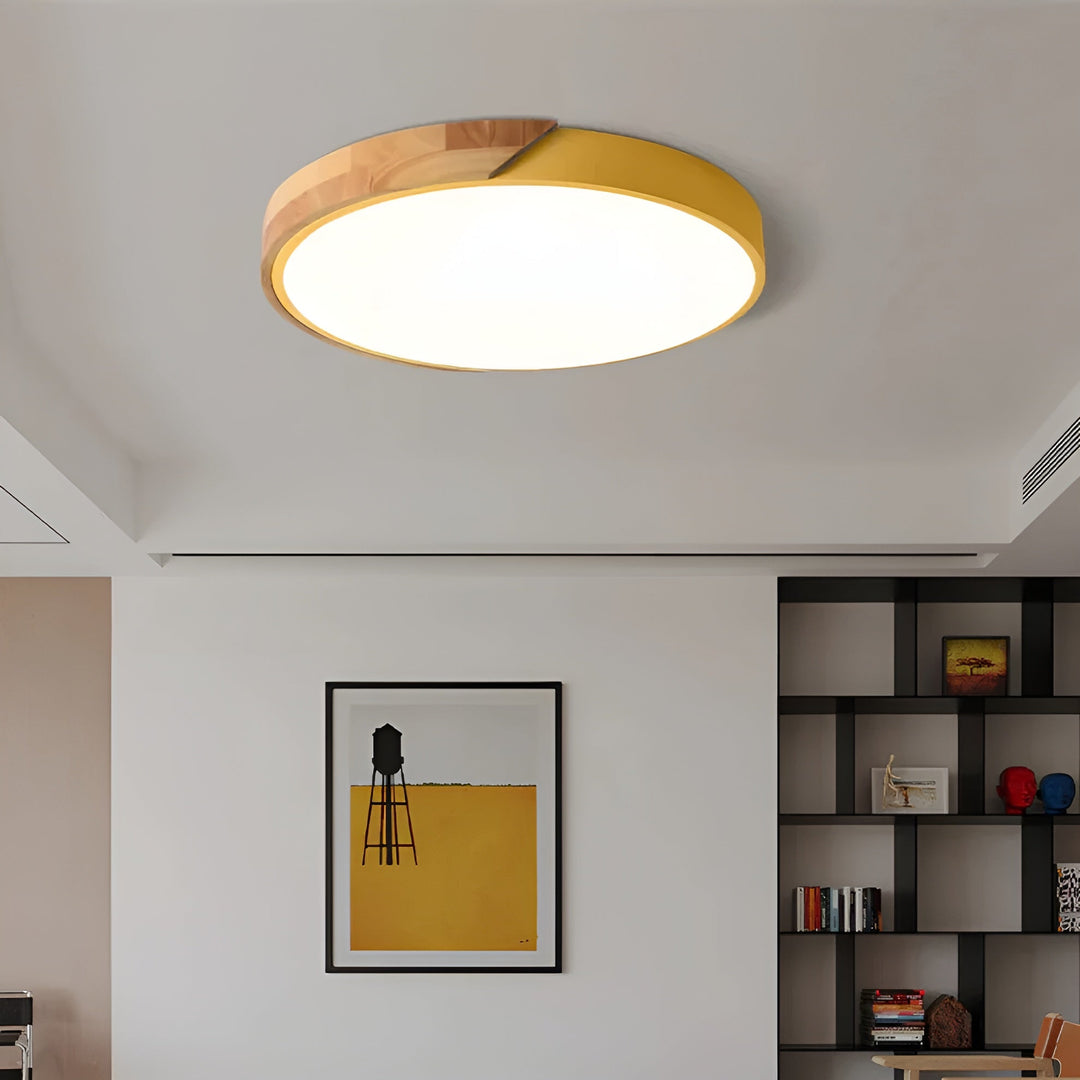 LED-taklampa i trä – Skandinavisk design | Varmt ljus för vardagsrum