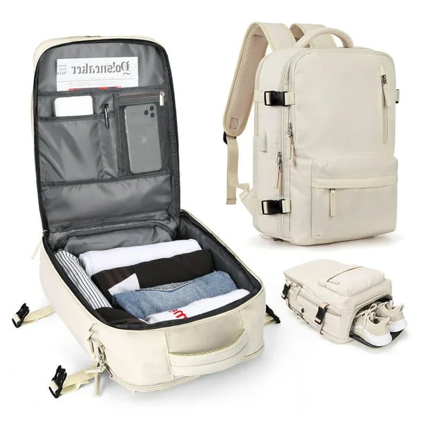 Carvallo Damernas Reserucksack 35 L | Vattentät & med USB-port | Antiskydd & Skofack | För Vandring, Vardag & Resor