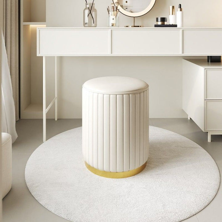 Nordic Chic Förvaringsottoman – Stilig Rund Puff med Förvaring och Speglyta