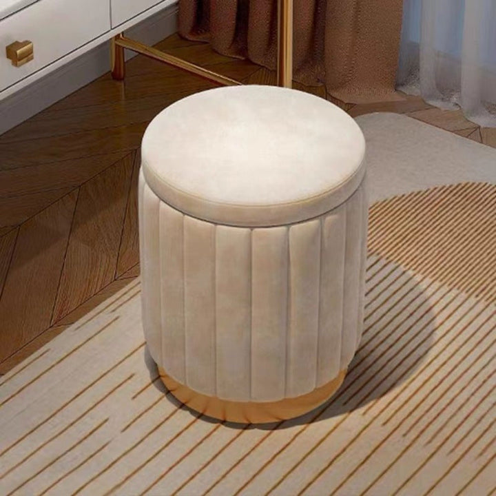 Nordic Chic Förvaringsottoman – Stilig Rund Puff med Förvaring och Speglyta