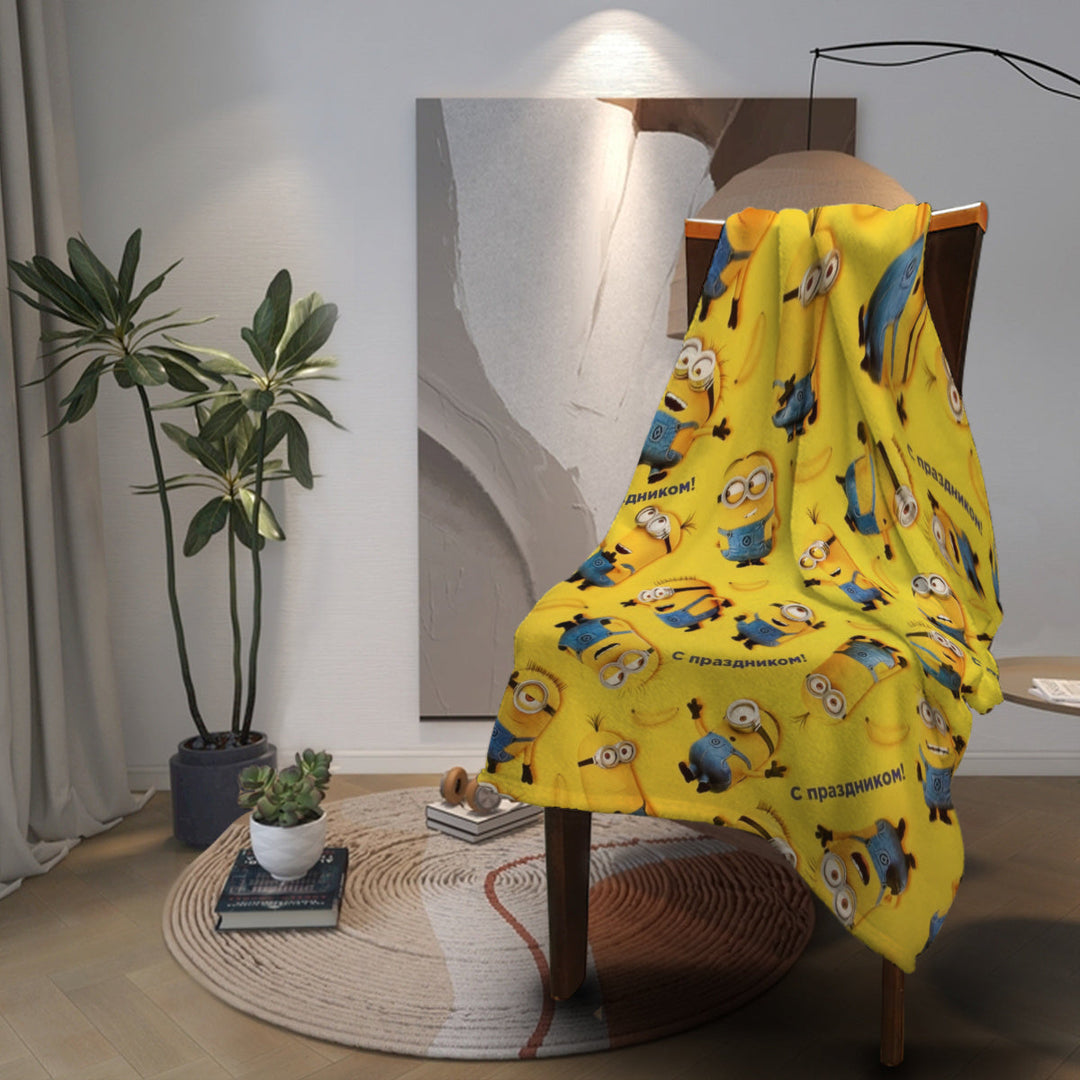 Minions Fleece Blanket - Mjuk &amp; Varm Flanellfilt för Barn