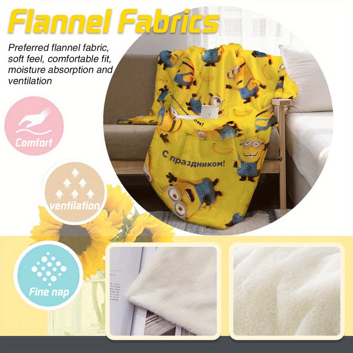 Minions Fleece Blanket - Mjuk &amp; Varm Flanellfilt för Barn