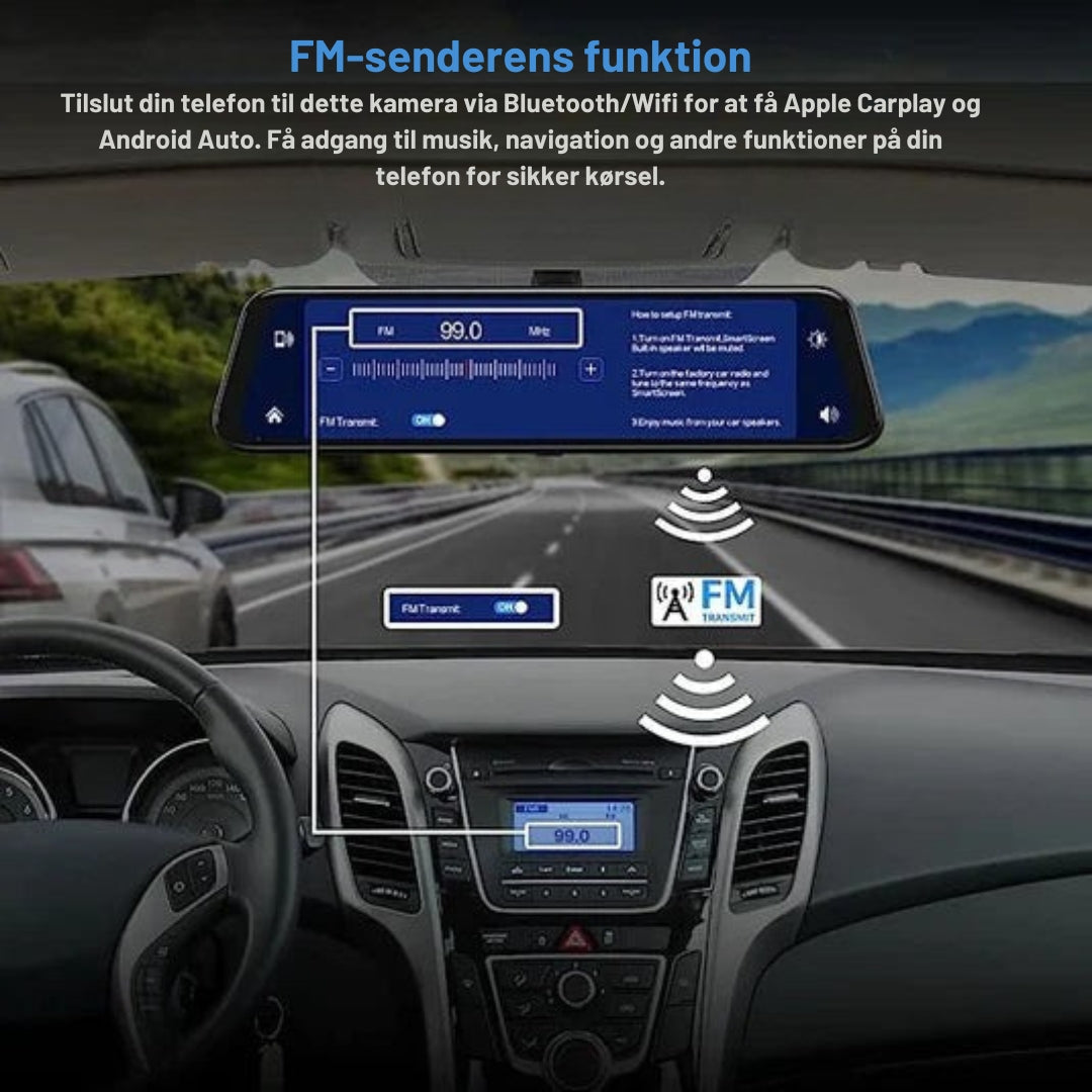 Carvallo – Smart spegelkamera med 4K-upplösning, bilspel, Android Auto och säkerhetsvarningar