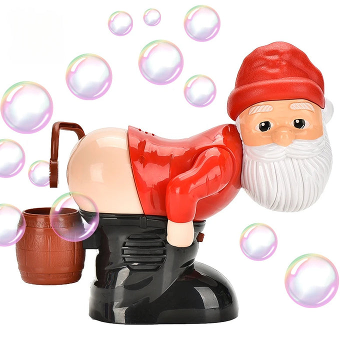 Trivhem Tomte som blåser såpbubblor med musik och ljus