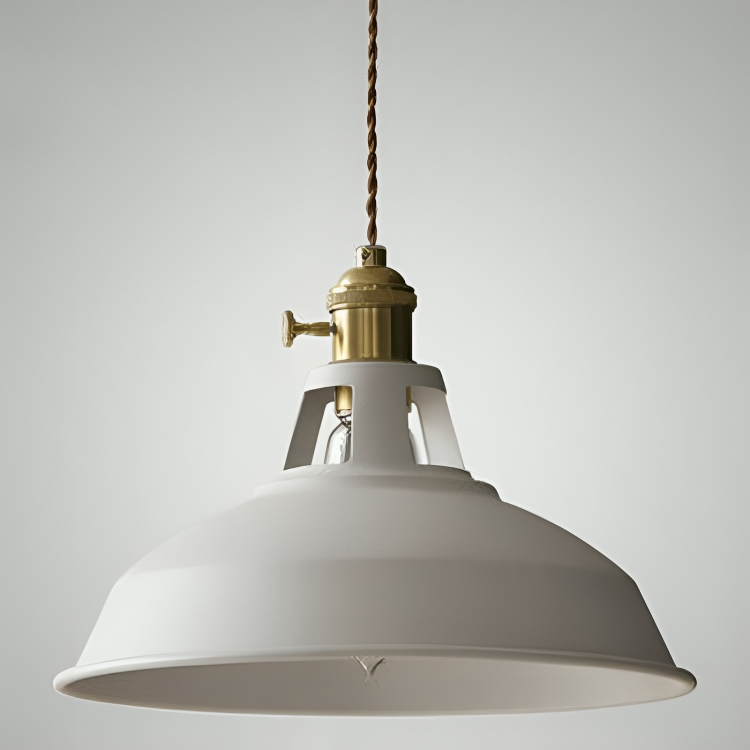 Industriell mässingshängande lampa med blå skärm