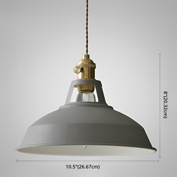 Industriell mässingshängande lampa med blå skärm