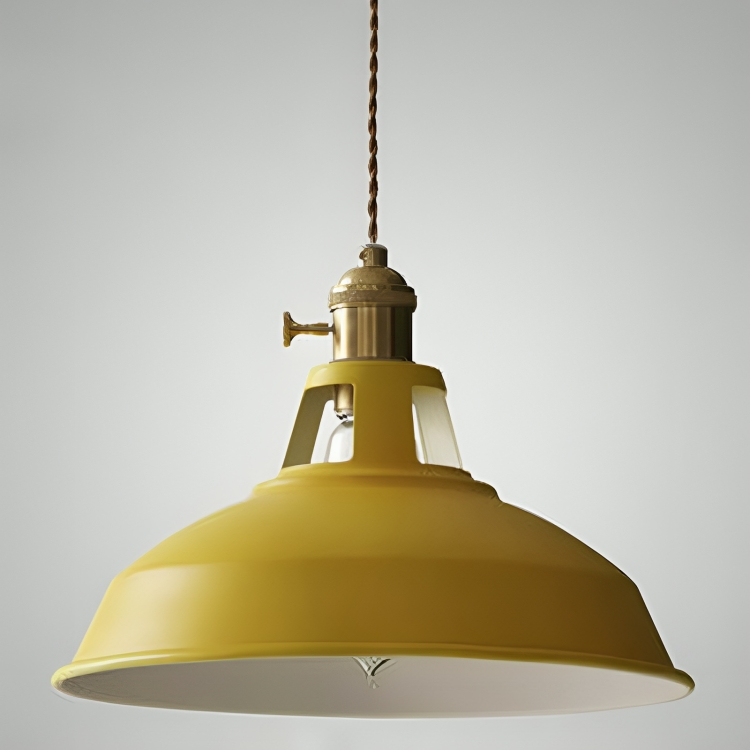 Industriell mässingshängande lampa med blå skärm