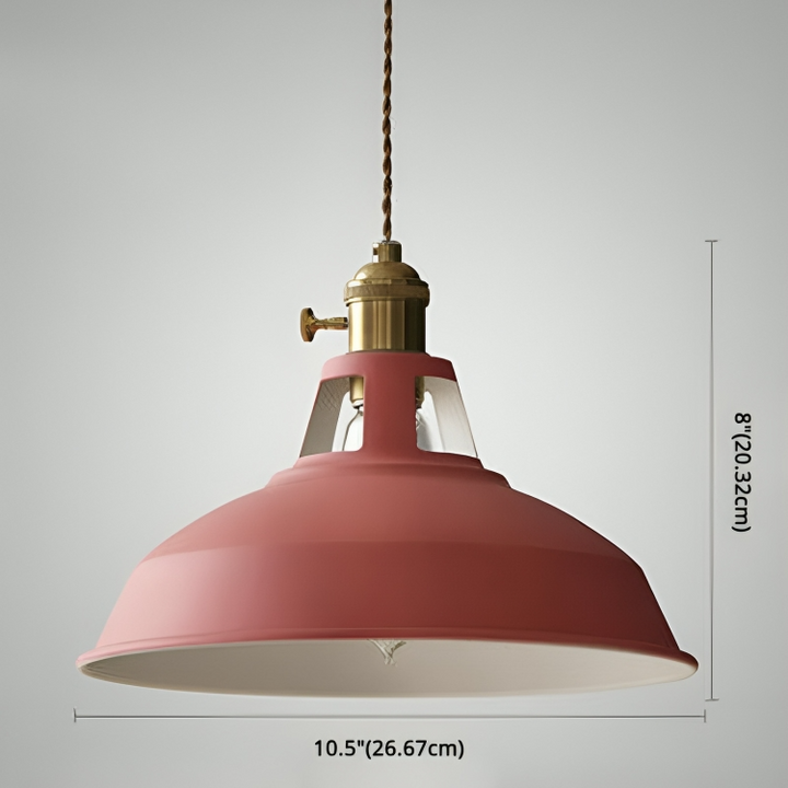Industriell mässingshängande lampa med blå skärm