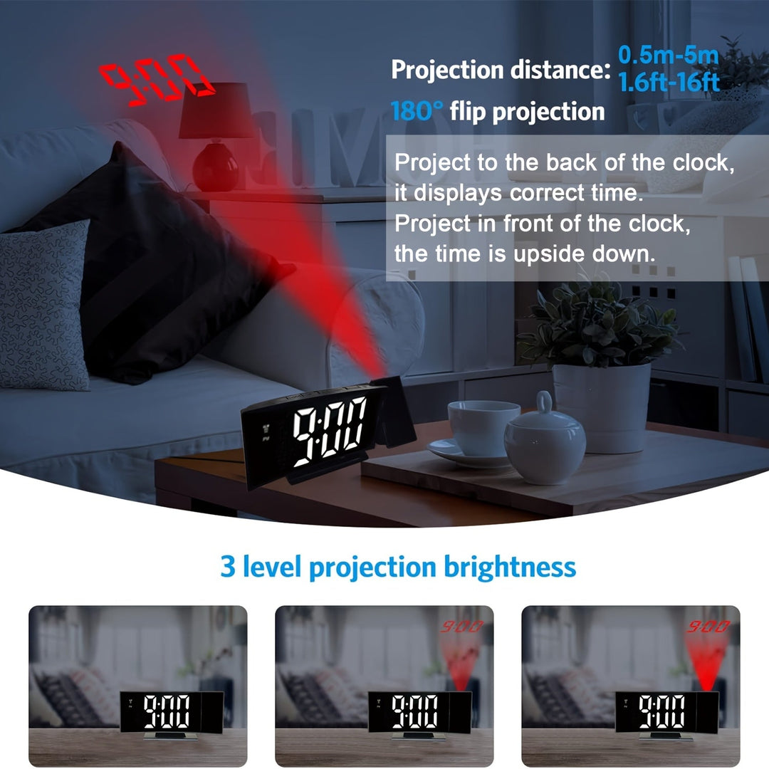 Digital projektionsväckarklocka – LED-display och snooze-funktion med justerbar ljusstyrka