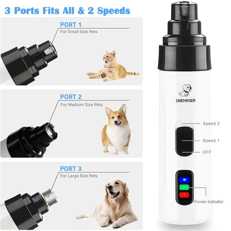 Elektrisk Kloslip &amp; Klotrimmer för Husdjur | Tyst &amp; Smärtfri Nageltrimmer för Hund &amp; Katt – Uppladdningsbar &amp; Ergonomisk Design