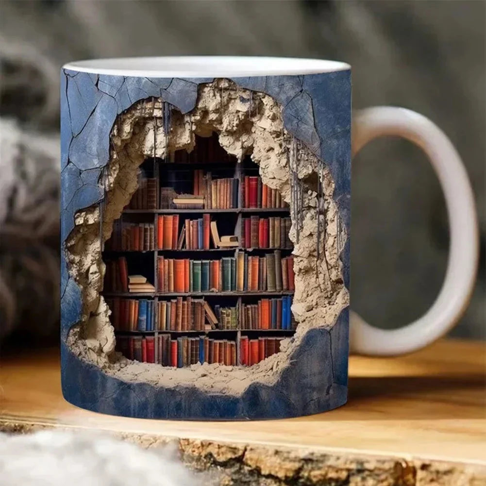 3D bokhylla keramisk mugg