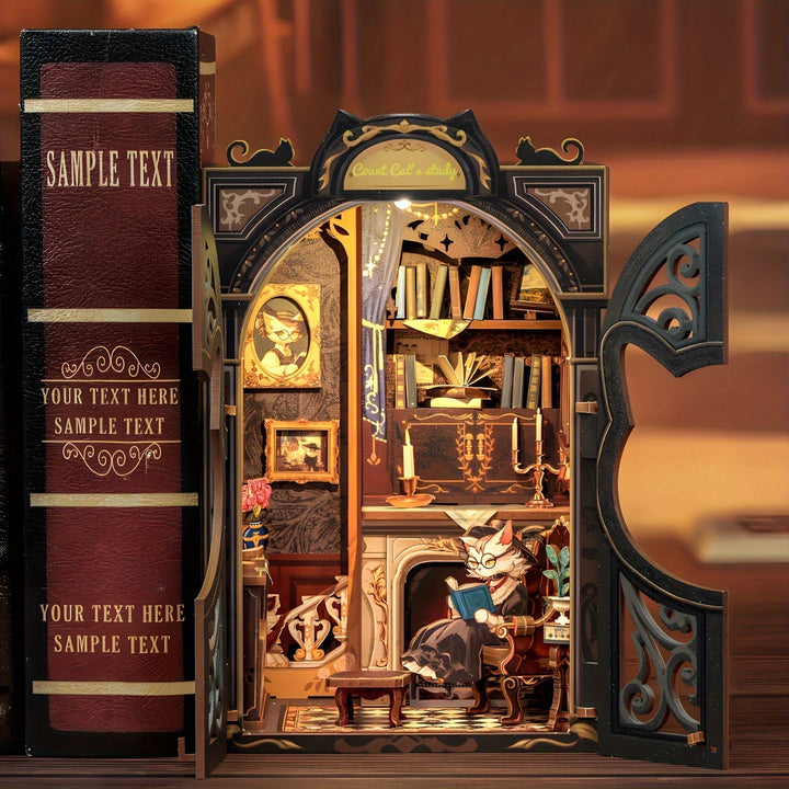 DIY Miniatyr Ugglebokhandel – 3D Träkit med Belysning för Kreativ Dekoration