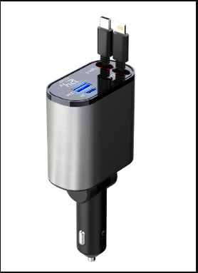 Billaddare i metall 100 W med USB och USB-C, snabbladdning