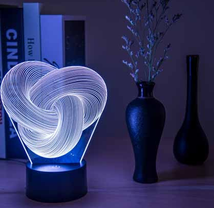 Trivhem Knutformad 3D-lampa i akryl med färgskiftande ljus