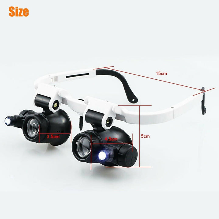 Royaleva Huvudband Head Magnifier 8 Linser LED Ljus Juwelier Glasögon
