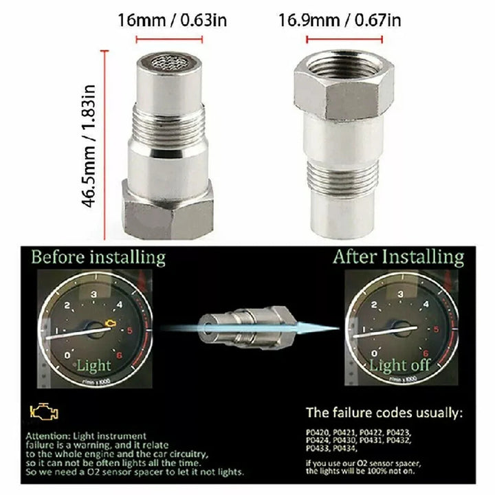 Bilsyre O2 Sensor Adapter CEL Fix Kontrollampor Eliminator M18*1.5