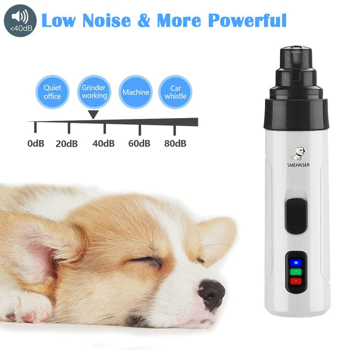 Elektrisk Kloslip &amp; Klotrimmer för Husdjur | Tyst &amp; Smärtfri Nageltrimmer för Hund &amp; Katt – Uppladdningsbar &amp; Ergonomisk Design