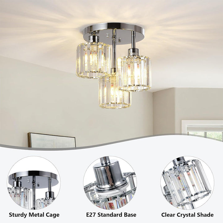 Elegant Modern Crystal Semi-Flush Taklampor