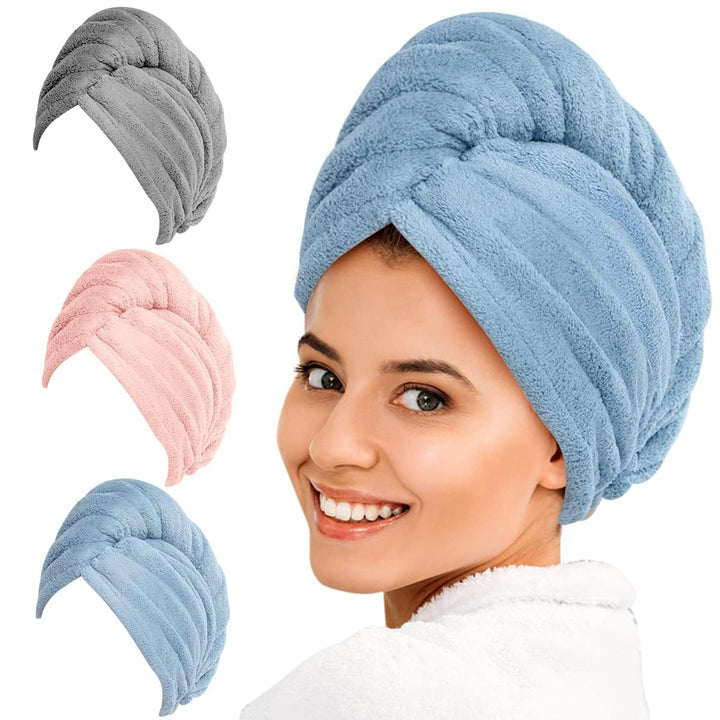 Mikrofiber-hårhandduk-set | 3-pack för snabb torkning