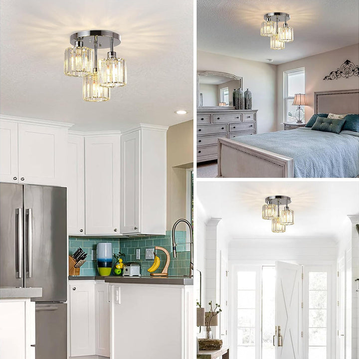 Elegant Modern Crystal Semi-Flush Taklampor
