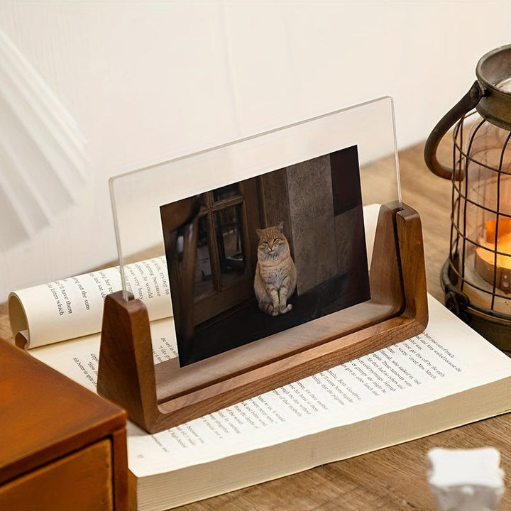 Digital Photo Frame Akryl Trä Borddisplay