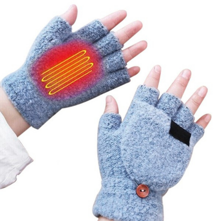 Uppvärmda vinter stickade fingervantar