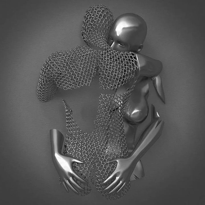 Kärleks-Canvas med Elegant Metallfigur i Modernt Design