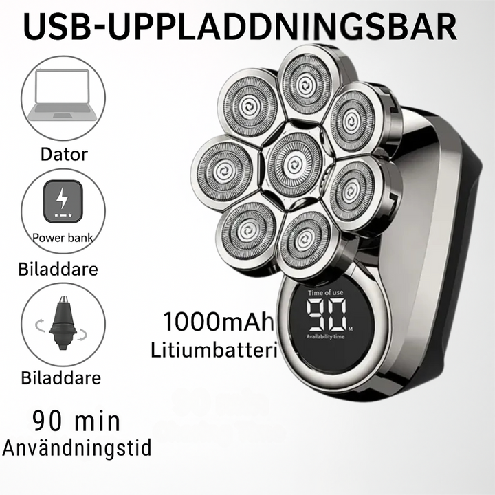 Exklusiv 6-i-1 rakapparat - groomingkit för huvud och ansikte