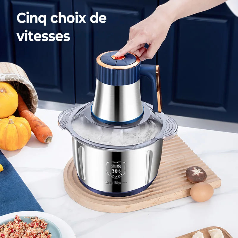Elektrisk köttkvarn &amp; universalkrossare | 5 L kapacitet | 6 rostfria blad | 5 hastigheter | 500 W effekt