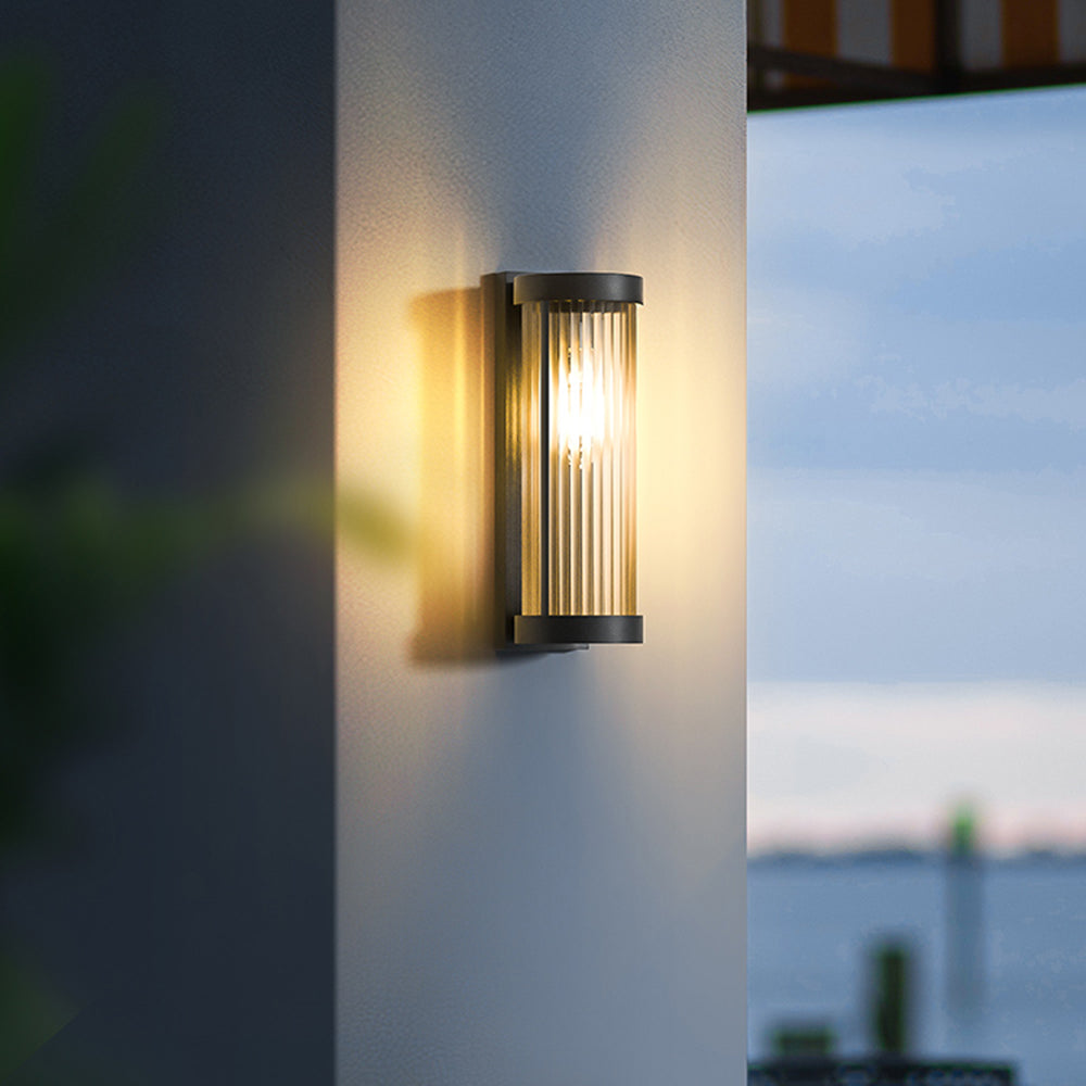 Cylindrisk Metal och Glas Solenergidriven Vägglampa