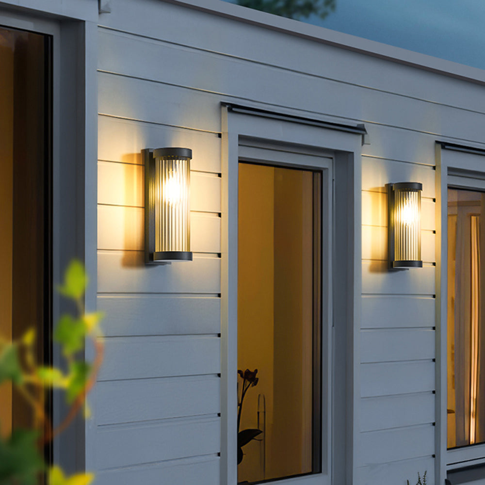 Cylindrisk Metal och Glas Solenergidriven Vägglampa