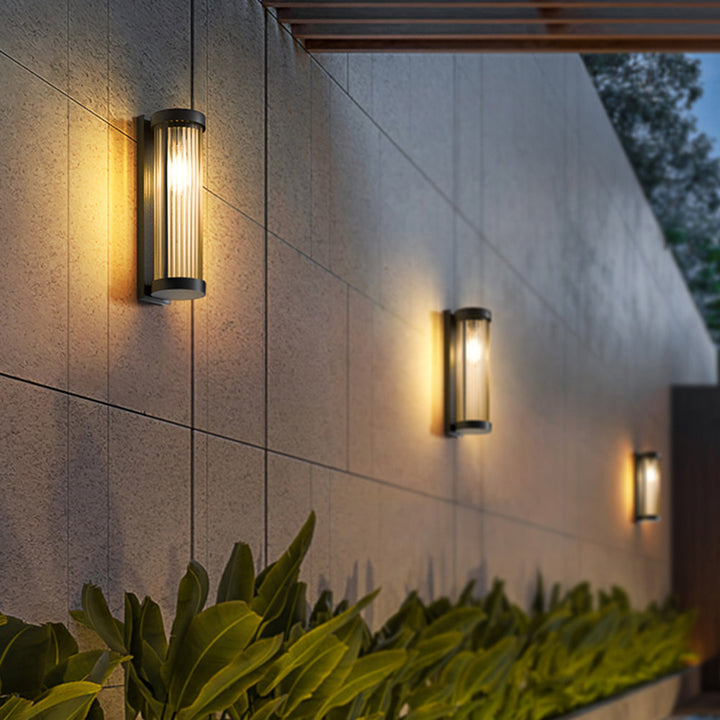 Cylindrisk Metal och Glas Solenergidriven Vägglampa