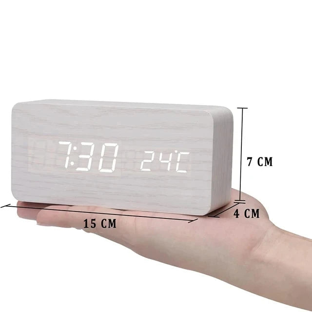 EcoLED Clock - Digitalt trälarm med röststyrning