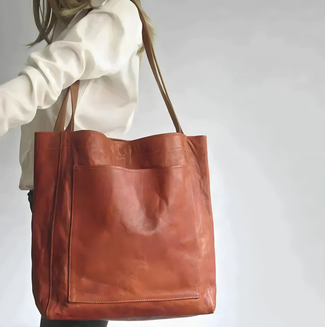 Läderväska Dam Handgjord Elegant Rymlig Läder