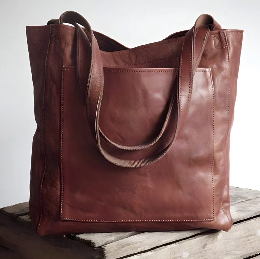 Läderväska Dam Handgjord Elegant Rymlig Läder