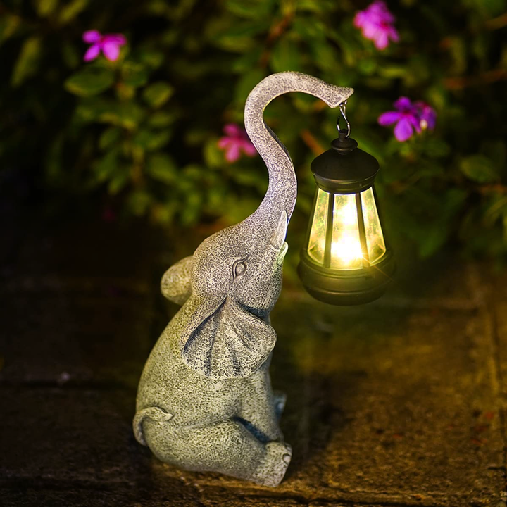 Solig Elefant Lampa – Väderbeständig och Automatisk