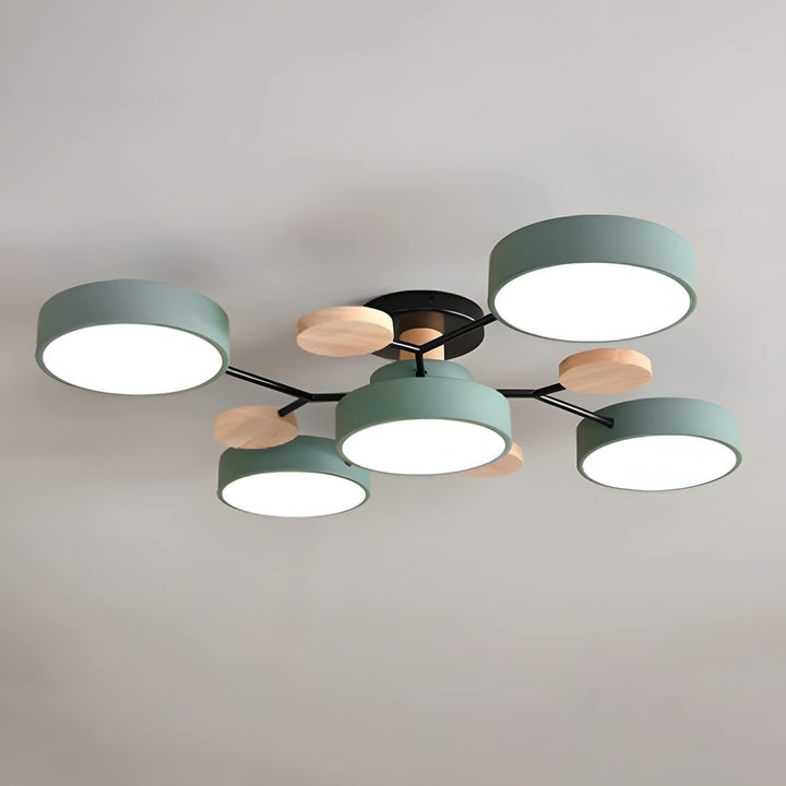 Nutida Rund Järn LED Semi-Flush Kandelaber