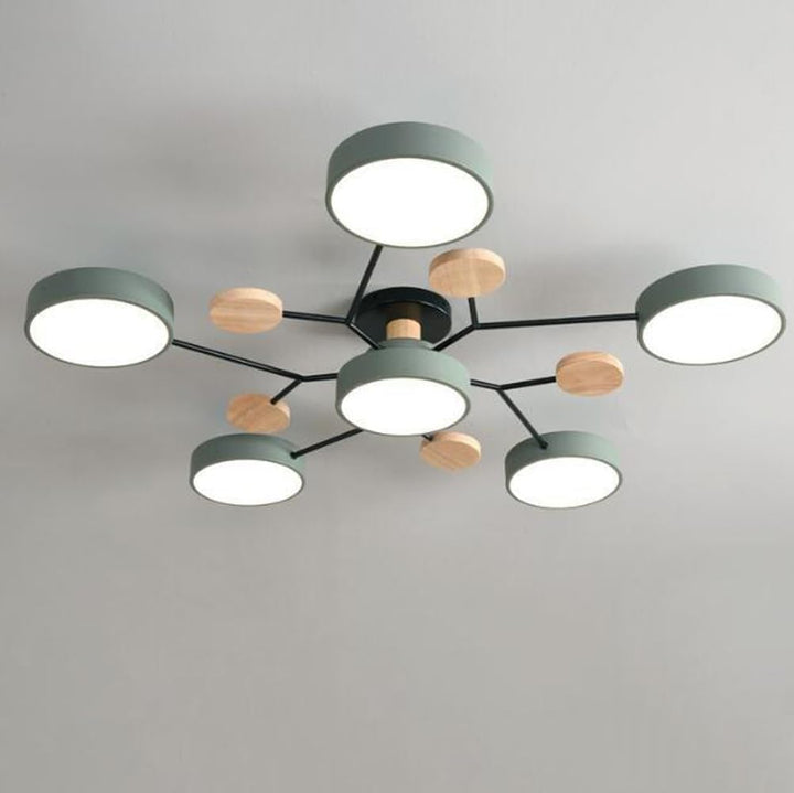 Nutida Rund Järn LED Semi-Flush Kandelaber