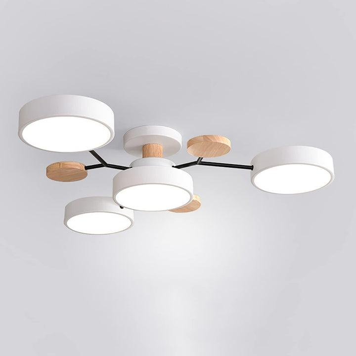 Nutida Rund Järn LED Semi-Flush Kandelaber