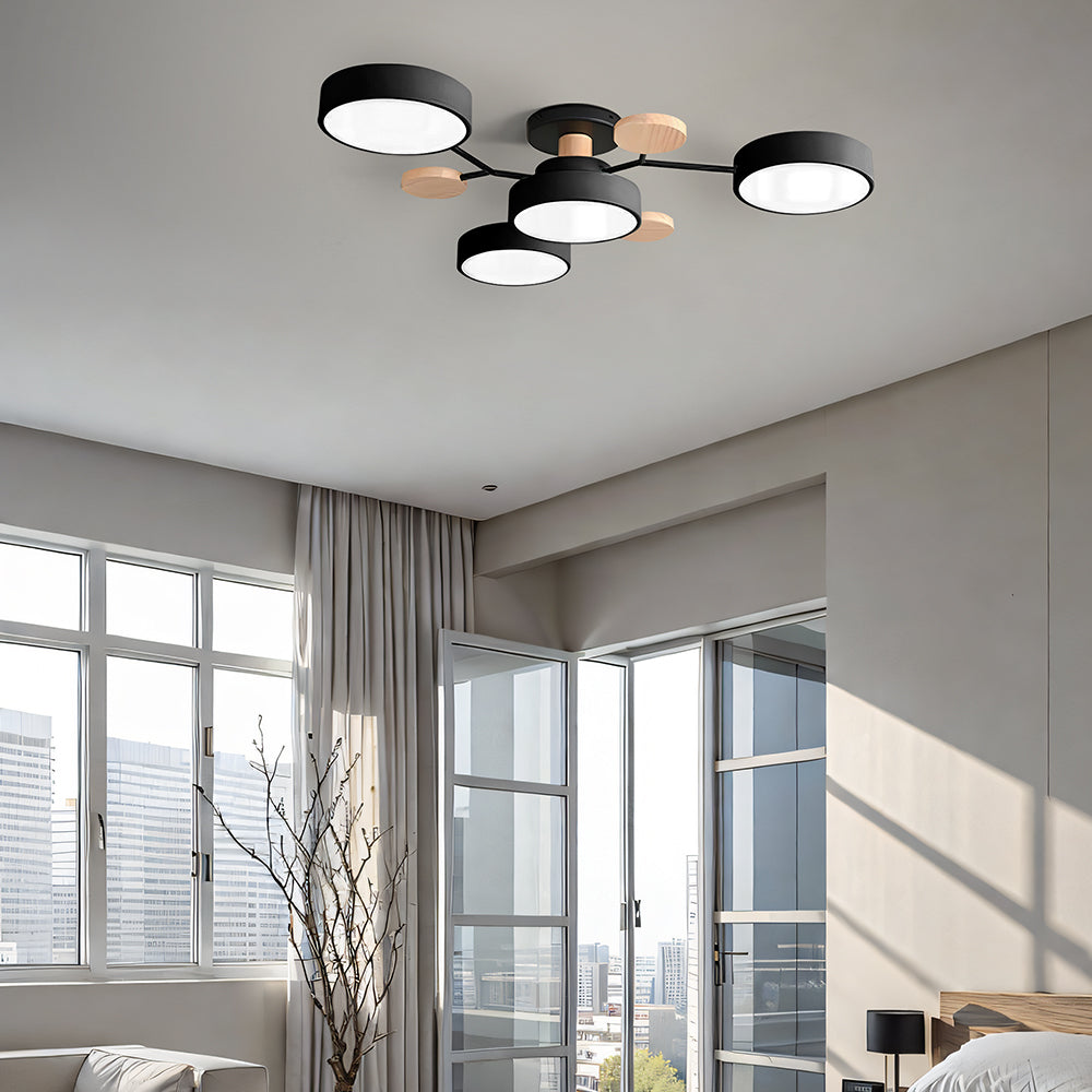 Nutida Rund Järn LED Semi-Flush Kandelaber
