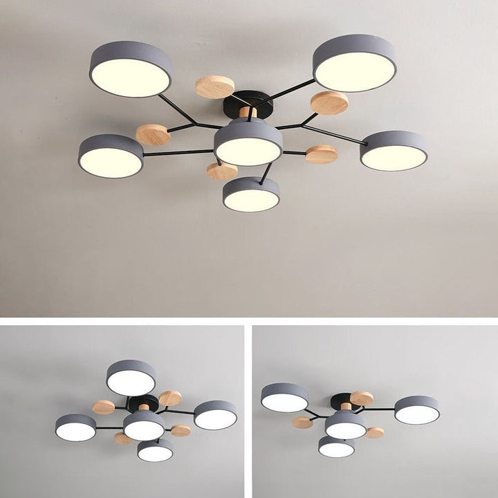 Nutida Rund Järn LED Semi-Flush Kandelaber