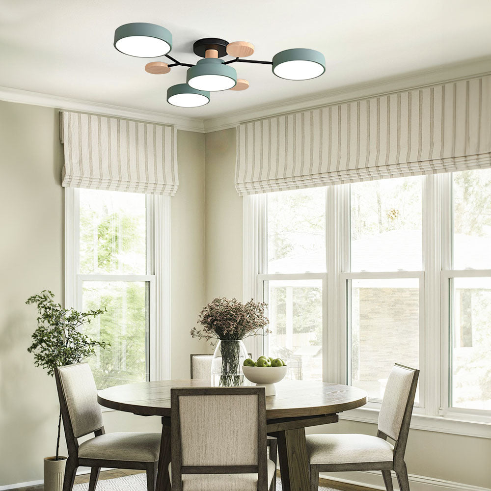 Nutida Rund Järn LED Semi-Flush Kandelaber