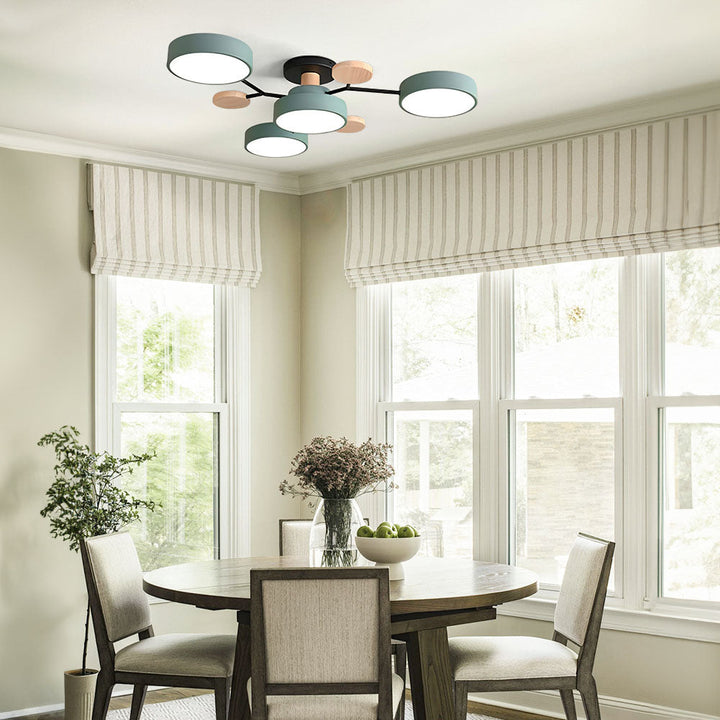 Nutida Rund Järn LED Semi-Flush Kandelaber