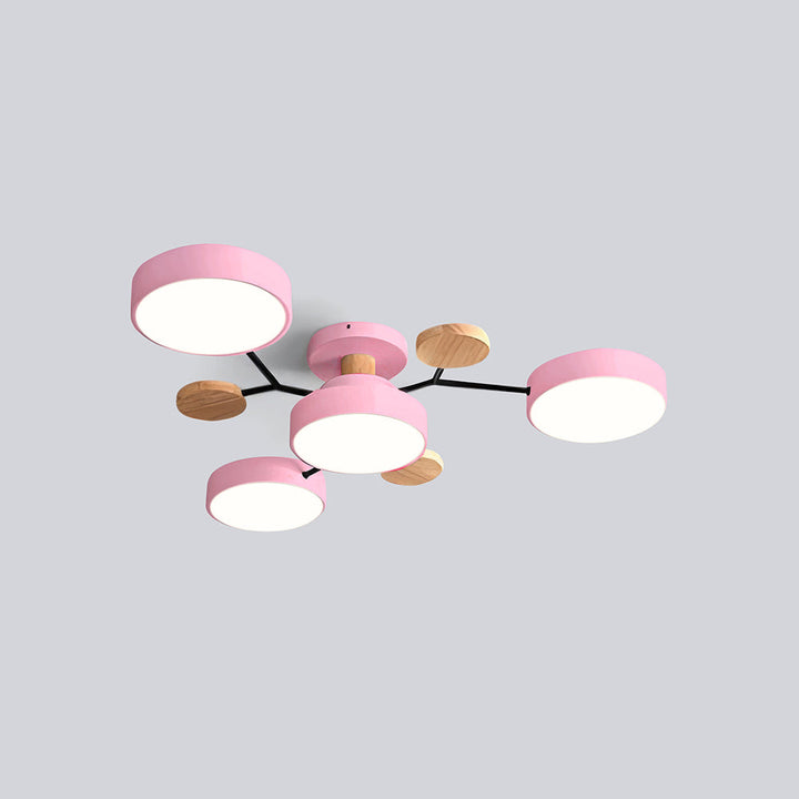 Nutida Rund Järn LED Semi-Flush Kandelaber