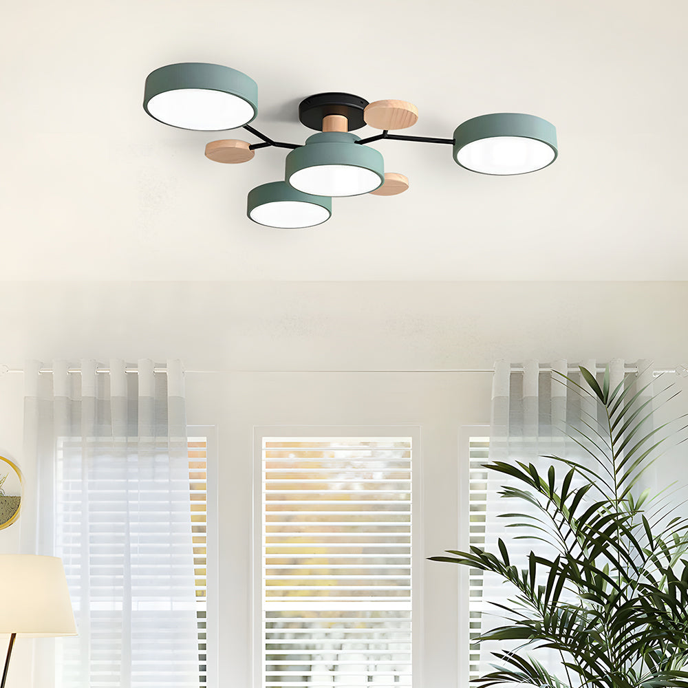Nutida Rund Järn LED Semi-Flush Kandelaber